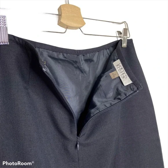 Kasper Solid Black Career Lined Short Straight Skirt Dark Academia - Picture 7 of 11